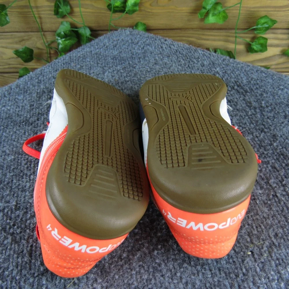 Puma evoPOWER 4‎ White Orange Indoor Soccer Shoes Boys Size 3 GripTex Comfort